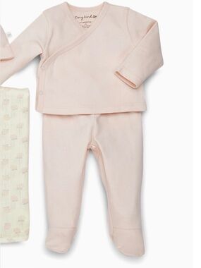 Organic Light Pink Baby Pajama Set with Footed Pants